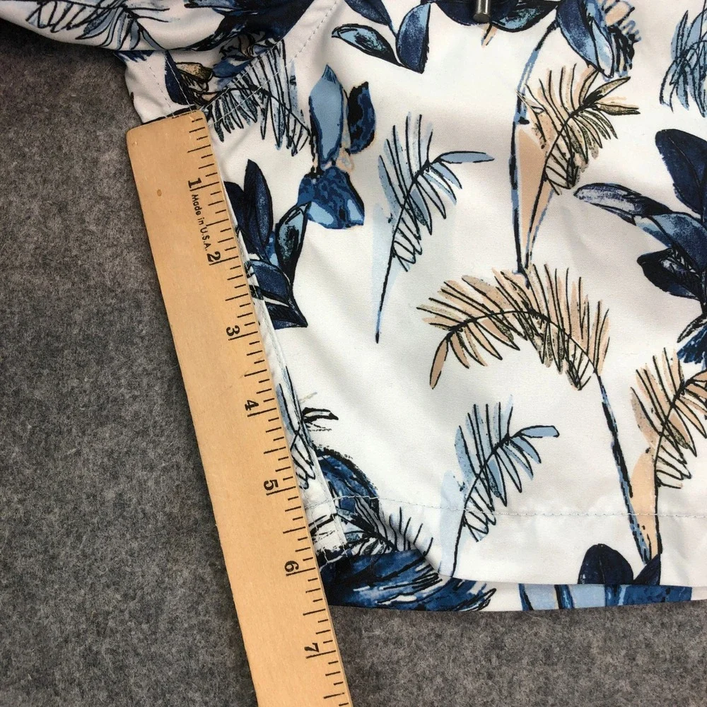 Rodd & Gunn Mens Swim Trunks XL Tropical Palm Tree Print White Navy Blue